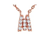 White Cubic Zirconia 18K Rose Gold Over Sterling Silver M Necklace 0.17ctw