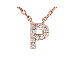 White Cubic Zirconia 18K Rose Gold Over Sterling Silver P Necklace 0.09ctw