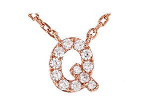 White Cubic Zirconia 18K Rose Gold Over Sterling Silver Q Necklace 0.17ctw