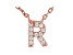 White Cubic Zirconia 18K Rose Gold Over Sterling Silver R Necklace 0.10ctw