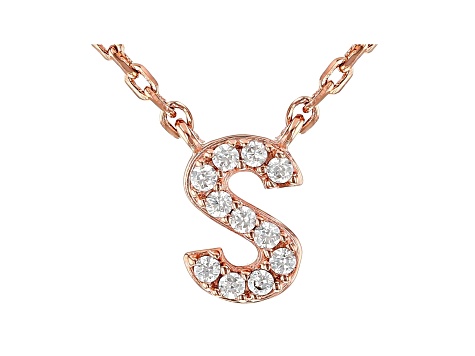 White Cubic Zirconia 18K Rose Gold Over Sterling Silver S Necklace 0.09ctw