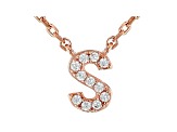 White Cubic Zirconia 18K Rose Gold Over Sterling Silver S Necklace 0.09ctw