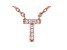 White Cubic Zirconia 18K Rose Gold Over Sterling Silver T Necklace 0.07ctw