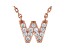 White Cubic Zirconia 18K Rose Gold Over Sterling Silver W Necklace 0.20ctw