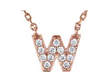 White Cubic Zirconia 18K Rose Gold Over Sterling Silver W Necklace 0.20ctw