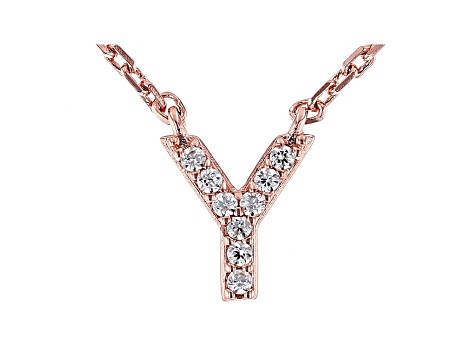 White Cubic Zirconia 18K Rose Gold Over Sterling Silver Y Necklace 0.08ctw