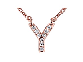 White Cubic Zirconia 18K Rose Gold Over Sterling Silver Y Necklace 0.08ctw