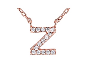 White Cubic Zirconia 18K Rose Gold Over Sterling Silver Z Necklace 0.13ctw
