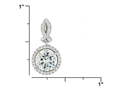 Cubic Zirconia Rhodium Over Sterling Silver Earrings, Ring And Pendant With Chain Set 11.42ctw