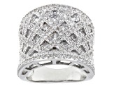 Cubic Zirconia Rhodium Over Sterling Silver Ring 4.46ctw