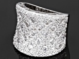 Cubic Zirconia Rhodium Over Sterling Silver Ring 4.46ctw
