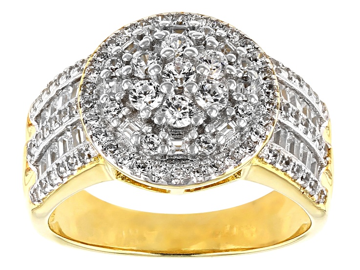 Champagne Strontium Titanate 18K Yellow Gold Over Silver Mens Ring .94ctw