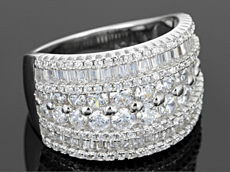 White Cubic Zirconia Rhodium Over Sterling Silver Ring 4.50ctw - BMC041 ...