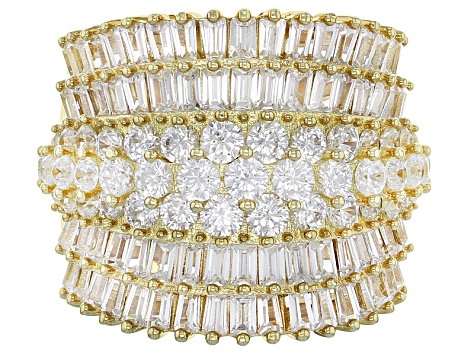 White Cubic Zirconia 18k Yellow Gold Over Sterling Silver Ring 7.14ctw