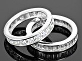 White Cubic Zirconia Rhodium Over Sterling Silver Bands, Set Of 4 10.73ctw