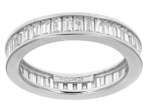 White Cubic Zirconia Rhodium Over Sterling Silver Eternity Band Rings- Set of 5 6.80ctw