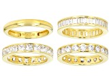 White Cubic Zirconia 18k Yellow Gold Over Sterling Silver Rings Set Of ...