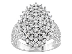 White Cubic Zirconia Rhodium Over Sterling Silver Ring 3.78ctw