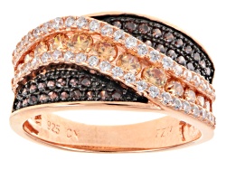 Champagne Cubic Zirconia 18k Rose Gold Over Sterling Silver Ring 5.10ctw