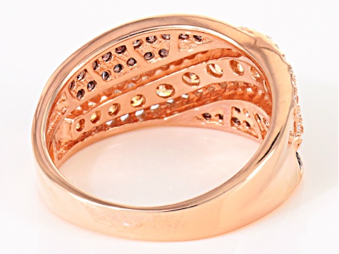 Brown, Mocha, And White Cubic Zirconia 18k Rose Gold Over Sterling Silver Ring 1.60ctw