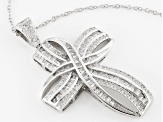 Cubic Zirconia Rhodium Over Sterling Silver Cross Pendant With Chain 3.07ctw (2.28ctw DEW)