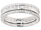 Cubic Zirconia Rhodium Over Sterling Silver Rings- Set Of 3 3.39ctw