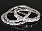 Cubic Zirconia Rhodium Over Sterling Silver Rings- Set Of 3 3.39ctw