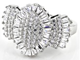 Cubic Zirconia Platinum Over Sterling Silver Ring 2.12ctw