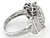 Cubic Zirconia Platinum Over Sterling Silver Ring 2.12ctw