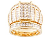 Cubic Zirconia 18k Yellow Gold Over Sterling Silver Ring With Bands 5.17ctw