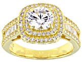 Cubic Zirconia 18K Yellow Gold Over Sterling Silver Ring 3.77ctw
