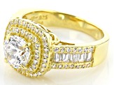 Cubic Zirconia 18K Yellow Gold Over Sterling Silver Ring 3.77ctw