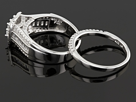 Cubic Zirconia Rhodium Over Sterling Silver Ring 1.95ctw