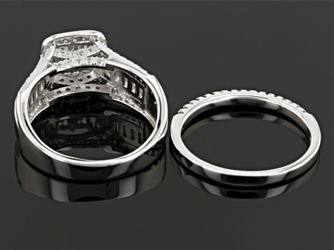 Cubic Zirconia Rhodium Over Sterling Silver Ring 1.95ctw