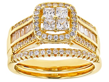 Picture of Cubic Zirconia 18k Yellow Gold Over Silver Ring 1.95ctw