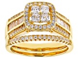 Cubic Zirconia 18k Yellow Gold Over Silver Ring 1.95ctw