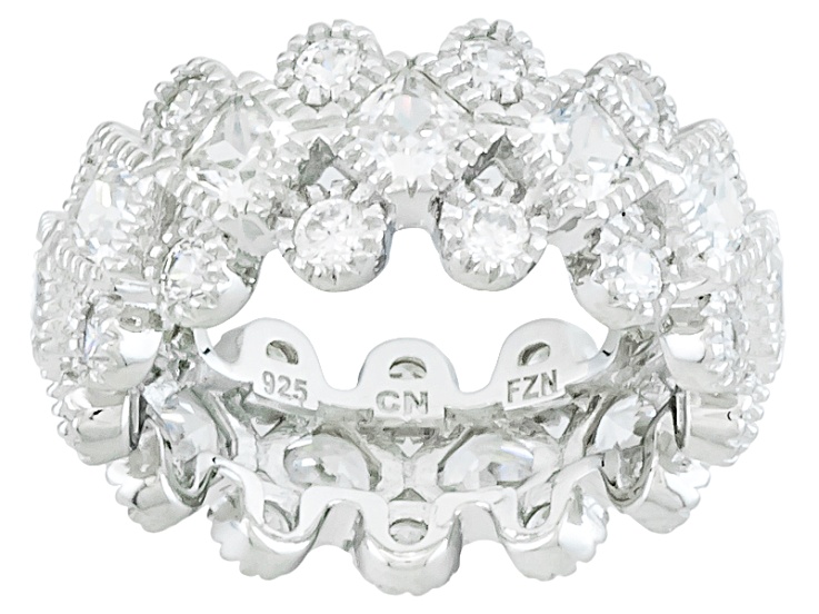 Cubic Zirconia Rhodium Over Sterling Silver Ring 5.74ctw