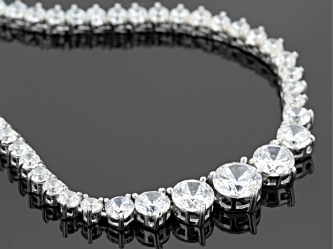Cubic Zirconia Rhodium Over Sterling Silver Necklace And