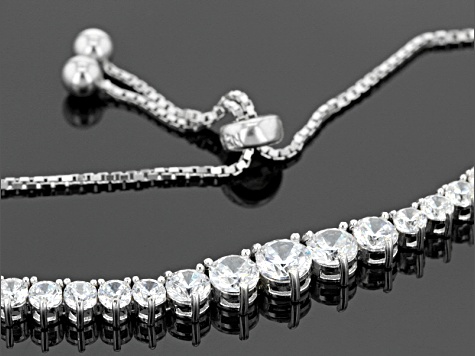 Cubic Zirconia Rhodium Over Sterling Silver Necklace And