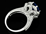 Blue And White Cubic Zirconia Rhodium Over Sterling Silver Ring 6.61ctw