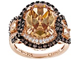 Brown And Mocha Cubic Zirconia 18k Rose Gold Over Silver Ring