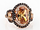Brown And Mocha Cubic Zirconia 18k Rose Gold Over Silver Ring