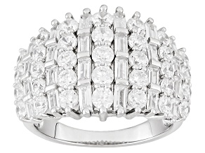 White Cubic Zirconia Rhodium Over Silver Ring 5.30ctw