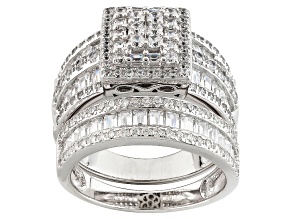 White Cubic Zirconia Rhodium Over Silver Ring With Band 4.33ctw