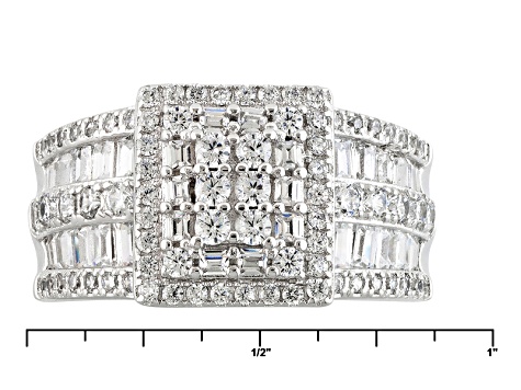 White Cubic Zirconia Rhodium Over Silver Ring With Band 4.33ctw