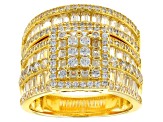 White Cubic Zirconia 18k Yellow Gold Over Sterling Silver Ring With Band 4.32ctw