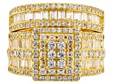 White Cubic Zirconia 18k Yellow Gold Over Sterling Silver Ring With Band 4.32ctw