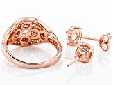 White Cubic Zirconia 18k Rose Gold Over Sterling Silver Ring And Earrings 2.42ctw
