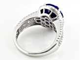 Blue And White Cubic Zirconia Rhodium Over Silver Ring 10.01ctw