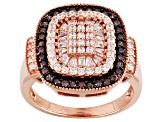 Brown And White Cubic Zirconia 18k Rose Gold Over Sterling Silver Ring 1.87ctw